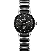Rado - Centrix - Women's Automatic Swiss Watch - 30mm Black Dial with Date - Black &amp; Silver High-Tech Ceramic Bracelet - R30020742