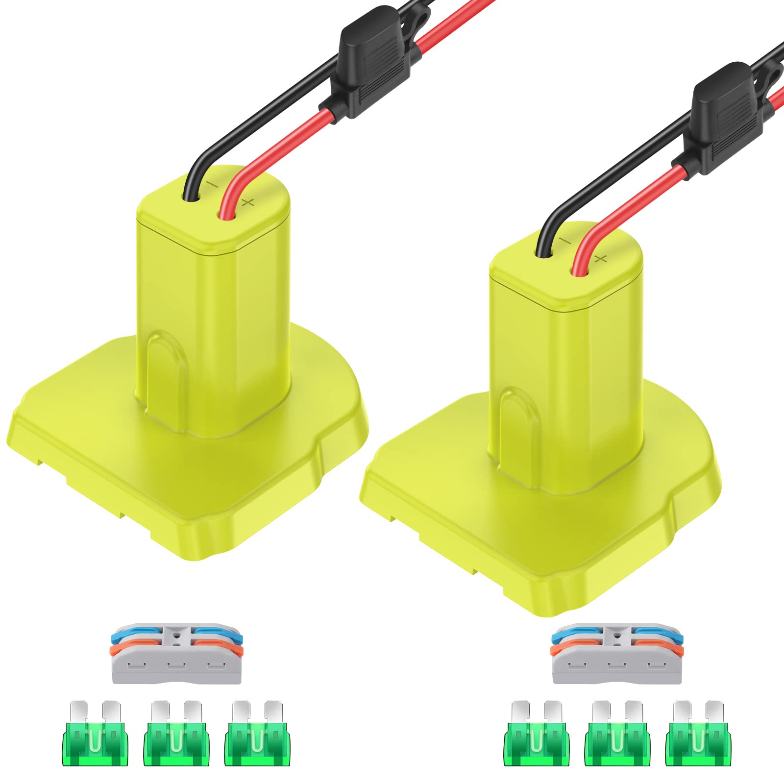 Photo 1 of ***MISSING PARTS***
2 Packs Power Wheel Adapter for Ryobi 18V Battery Adapter Power Wheel Battery Conversion Kit with Fuses & Wire Terminals, 12AWG Wire, Power Connector for DIY Ride On Truck, RC Car Toys and Robotics