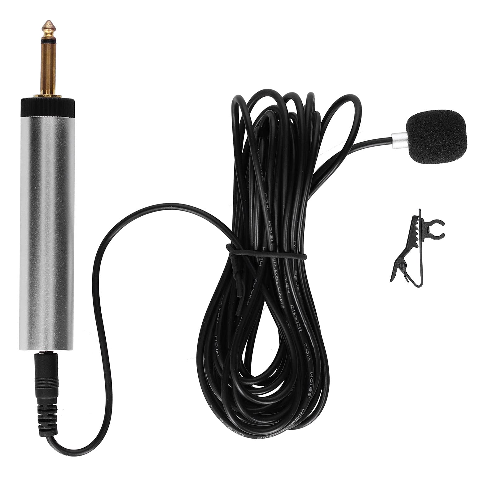 Lavalier Microphone, 6.35mm Jack Professional Condenser Clip On Instrument Microphone for Guitar Sax Trumpet Violin Piano