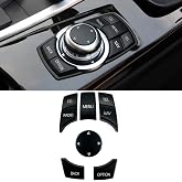 CHUANGHUI iDrive Button Cover for BMW 1 2 3 4 5 6 7 Series X1 X3 X4 X5 X6 | F chassis Multimedia Console iDrive Button Replace Cover for F20 F30 F10 F02 F48 F25 F26 F15 F16(6PCS NAV-CD Matte black)