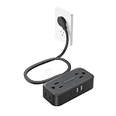 TROND Flat Plug Power Strip, Small Extension Cord 3ft, 4 AC &amp; 4 USB, Black | Flat Extension Cord with Multiple Outlets, 1250W, Wall Mount 900J Surge Protector for Home Office Travel Dorm Room Essentials