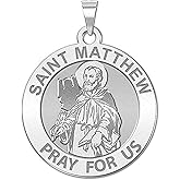 PicturesOnGold.com Saint Matthew Religious Medal - 3/4 Inch Size of a Nickel in Sterling Silver