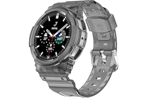 GooodiDEAR Galaxy Watch 4 Band 40mm 44mm with Bumper Case, Samsung Watch 5 Bands Rugged Strap with Protective Case, Sport Military Shockproof TPU Replacement Bands Protector Cover for Men Women