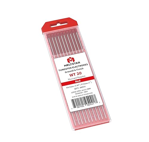 Baguette De Soudure RIVERWELD Électrodes Tungstène Thorium 2% Rouge WT20 - Soudage TIG 1.6mm X 150mm - Lot De 10 électrode TIG WT20