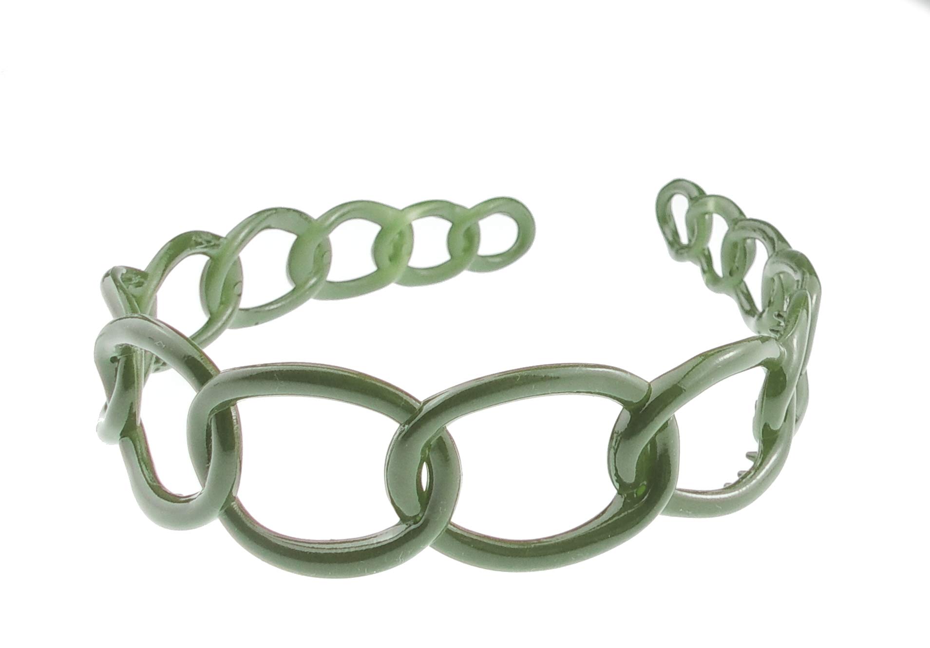 GIRLS SMALL HEAD LADIES School Uniform Birthday Party Hair Accessories Plain Plastic Strong Teeth Wide Circles Chain Links Stencil Short Long Hair Headband Alice Band Hairband (Olive Green)