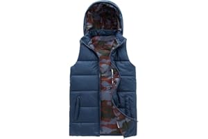 SNOW DREAMS Boys Puffer Vest Hooded Quilted Outwear Sleeveless Jacket Lined Zipper Waistcoat