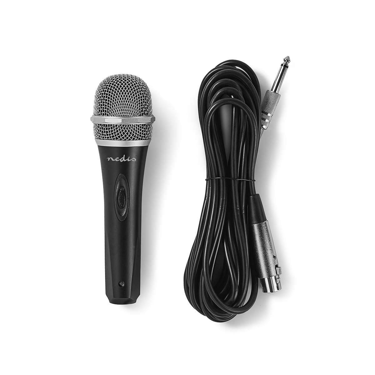 NEDIS Wired Microphone, Uni-Directional Dynamic Microphone, XLR Connector, Durable Metal Body, Perfect Sound Quality – 5.0m Cable