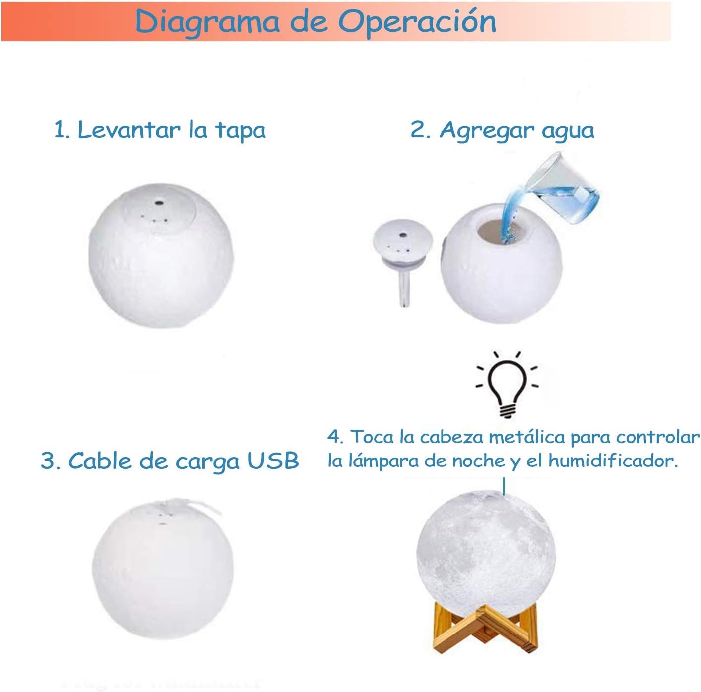 yingjee 3d moon lamp humidifier with led night light and ultrasonic 880 ml essential oil diffuser usb rechargeable for baby yoga spa office bedroom