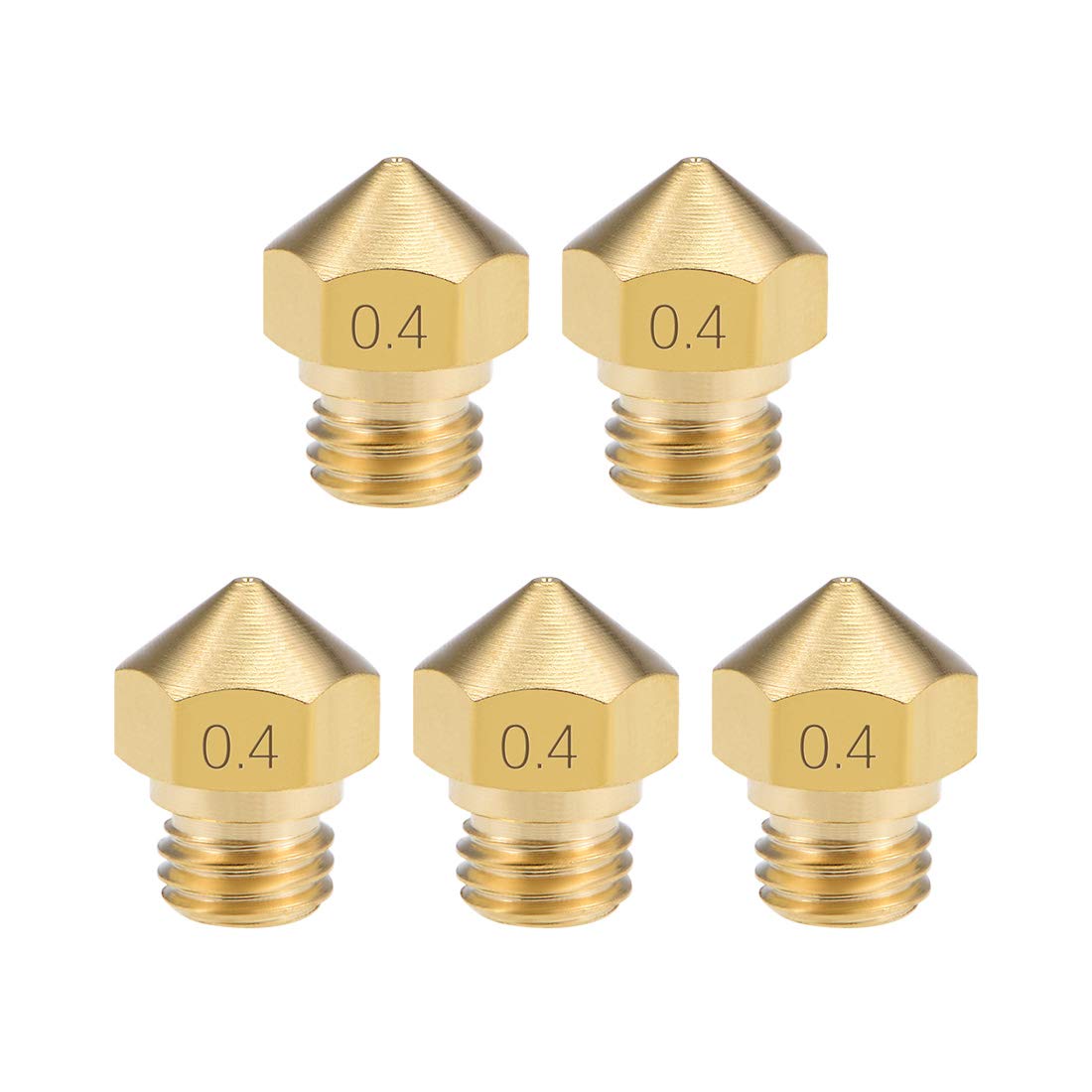 sourcing map 0.4mm 3D Printer Nozzle Head M7 Thread Replacement Brass 5pcs