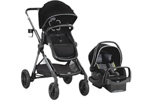 Evenflo Pivot Xpand Modular Travel System with LiteMax Infant Car Seat (Ayrshire Black)