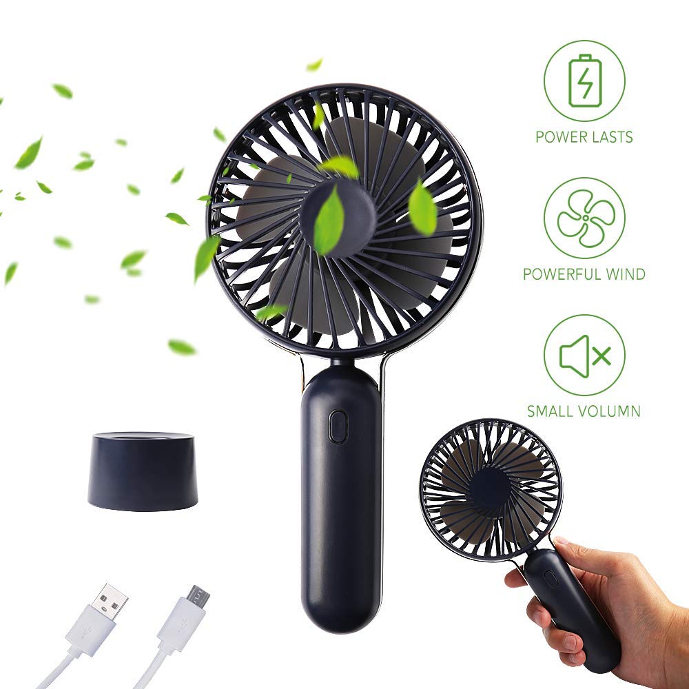 Handheld Fan, Redmoo USB Mini Portable Handheld Fan Rechargeable Fan Mini Electric Fan With Base Mini Fan Handheld 3 Modes USB Electric Fan for Outdoor Office Home Travel Camping-Darkblue