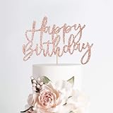 iZoeL Rose Gold Cake Topper 2 Sets Happy Birthday Banner Confetti Balloons view 4