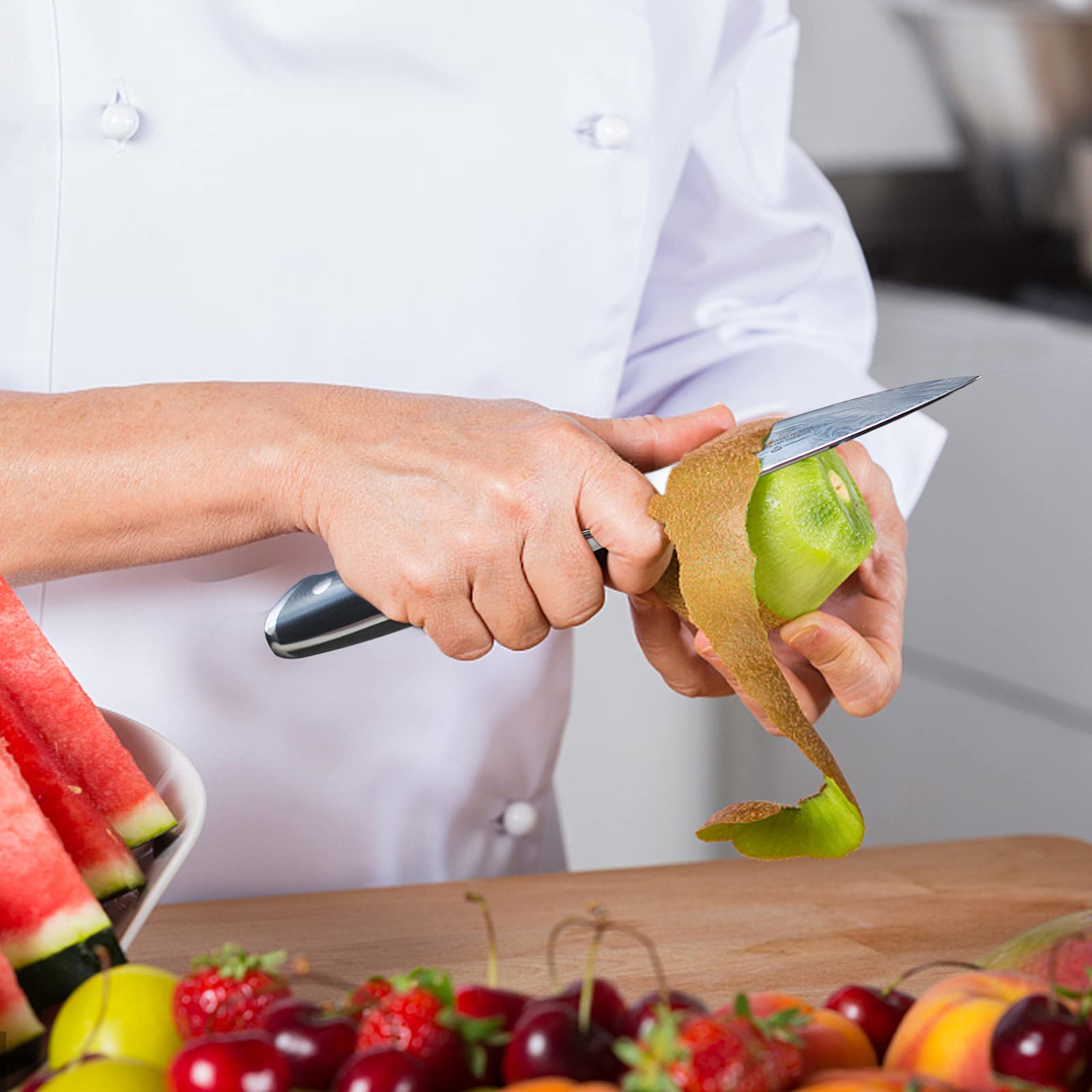 SHAN ZU Damast Schälmesser Gemüsemesser 9,5cm， klein Küchenmesser 6