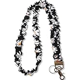 Geyoga Scrunchie Lanyards for ID Badges Keys Teacher Gift Lanyards Cute Stretchy Retractable Keychain Holder for Nurse Women