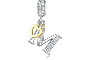 LSxAB A-Z Letter Charm for Pandora Charms Bracelets Gold Heart Silver Alphabet Initial Dangle Bead Jewelry Gift for Women