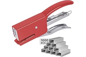 Heavy-Duty Handheld Plier Stapler with 1000 Standard 1/4" Staples, All-Metal Ergonomic Easy Grip Stapler, Smooth Jam-Free for