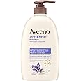 Aveeno Stress Relief Body Wash, Lavender, Chamomile, Ylang Ylang Oil, Oat, Skin Cleanser, 975mL