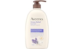 Aveeno Stress Relief Body Wash, Lavender, Chamomile, Ylang Ylang Oil, Oat, Skin Cleanser, 975mL
