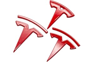 YJMOTOR Fit Model Y Logo Cover,Front Trunk,Rear Trunk Logo Cover Sticker,3D ABS Red Style Sticker Interior Trims Badge Decals 3Pcs-Set for Tesla Model Y Accessories Emblem(Glossy Red)