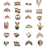 24 Pcs Rainbow Charms Enamel Alloy Zinc Vintage Pride for Women Crafts | Pendants for Bracelet Necklace Earring Keychain Jewelry DIY Making Finding Supplies Thanksgiving Christmas Decoration