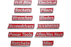 12 Pack of Magnetic Toolbox Labels, 3D-Printed Tool Box Labels, General Tool Box Organize Accessories, Reusable Tags for Stee
