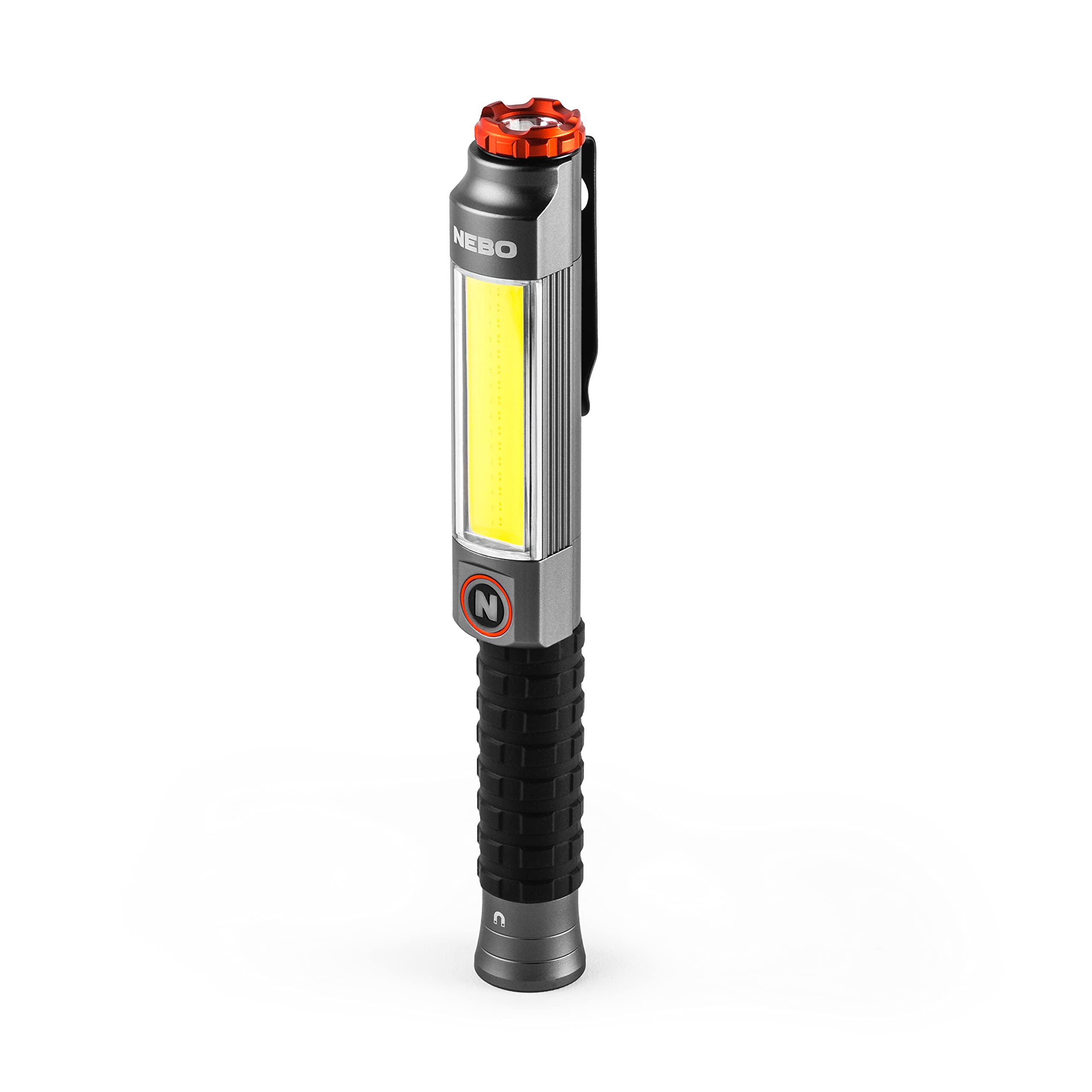 Photo 1 of **ISSUES FUNCTIONING** NEBO Big Larry 3 Work Light | USB-C Rechargeable, 600 Lumens, 7 Light Modes, Magnetic COB Task Lamp & LED Flashlight, Steel Pocket Clip, Hands-Free Use, Water Resistant