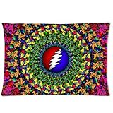Colorful Grateful Dead 20X30 Two Sides Custom Cotton & Polyester Pillow Case Cover Cushion Cover Model: CHH-0346 (Build-to-Order)