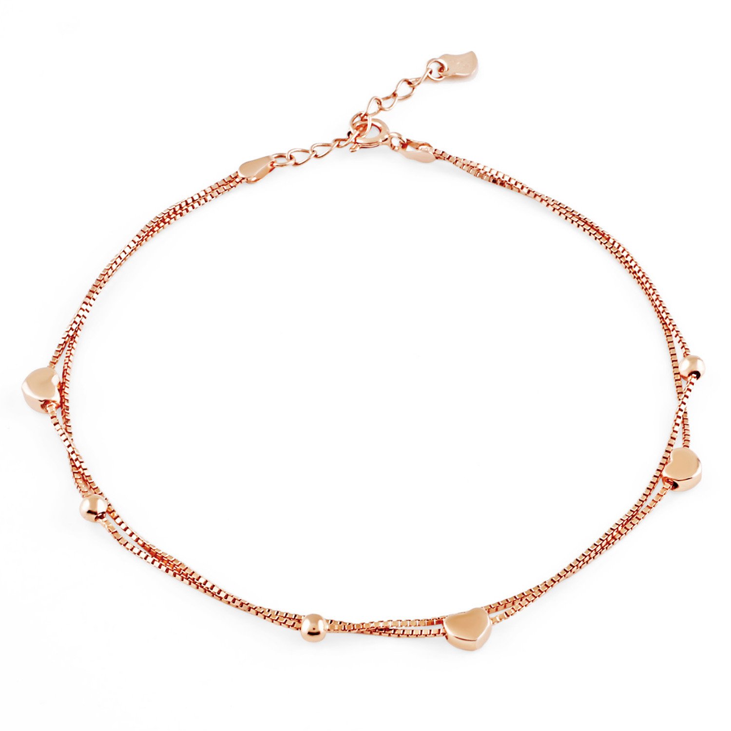 ♛J.Rosée♛ Bracelet/Anklet 18K Rose Gold Plated 3A Silver with Extender 21cm+3cm(0.82in+0.12in) for Women
