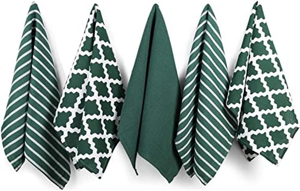Penguin Home 100% Pure Cotton Tea Towels Set of 5 Green 65 x 45 cm