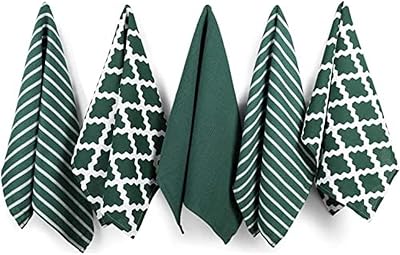 Penguin Home 100% Pure Cotton Tea Towels Set of 5 Green 65 x 45 cm