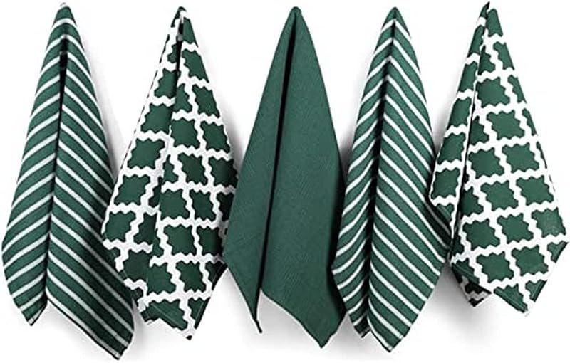 Penguin Home 100% Pure Cotton Tea Towels Set of 5 Green 65 x 45 cm