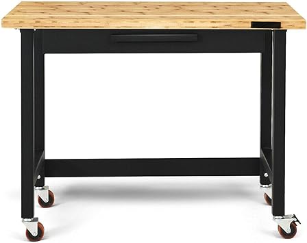 Portable Bamboo Top 48inches Workbench Garage Workstation Table