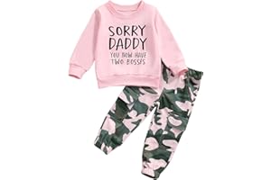 Fernvia Toddler Girls Clothes 2T 3T 4T 5T Fall Outfits Baby Pullover Sweatshirt & Camouflage Pants Set Kids Winter Sweatsuit
