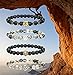 LOLIAS 4 Pcs Lava Rock Bead Bracelet for Men Leopard Lion Bracelet Set Adjustable 8MM Beads,IL