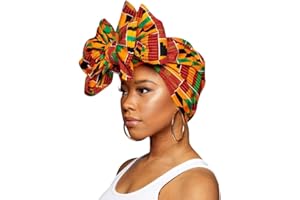 NOVARENA Ankara African Print Soft Headwraps Headband Long Hair Head Wrap Scarf Turban Tie Jersey Knit African head wraps
