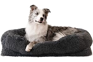 WELLYELO Large Dog Bed Cat Bed Fluffy Plush Dog Crate Beds for Large Dogs Anti-Slip Pet Bed Dog Crate Pad Sleeping Mat Machine Washable (Large, Gray)
