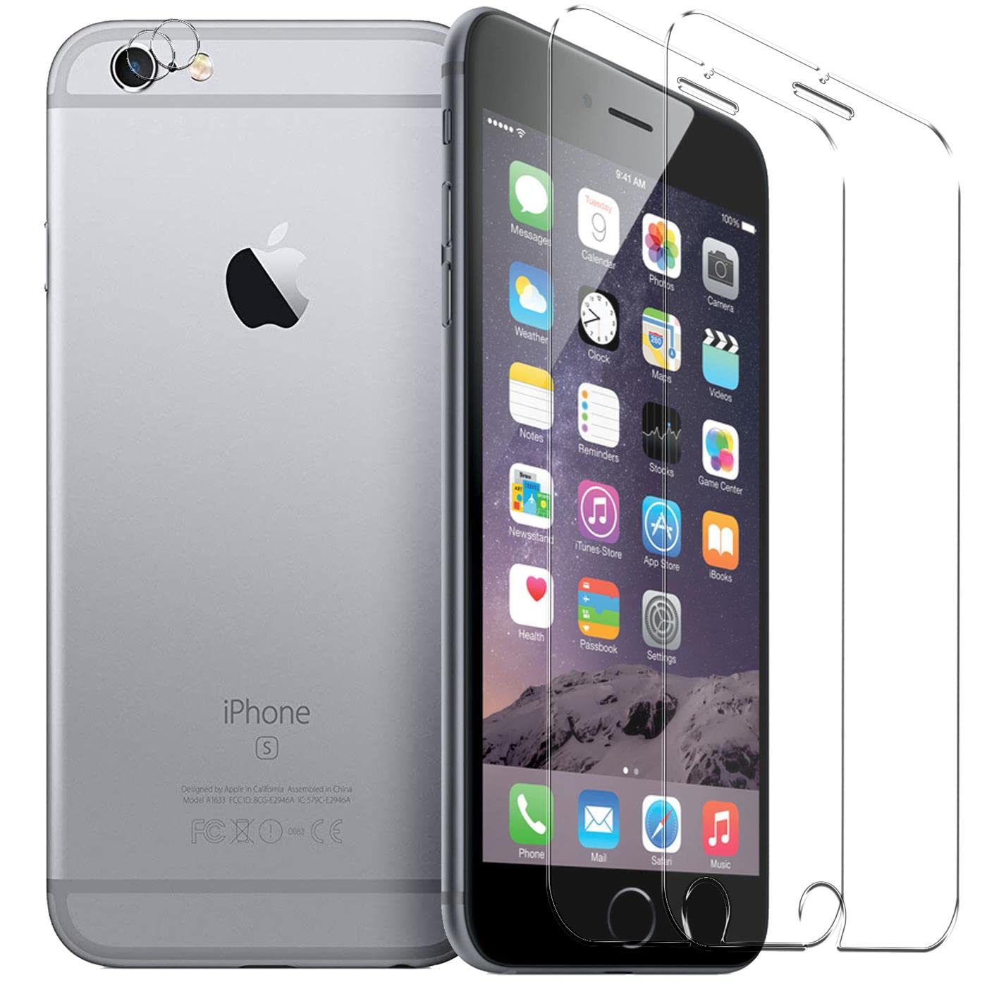 Verco Tempered Glass for iPhone 6 Screen Protector, iPhone 6S Tempered Glass [Economy Set 4-in-1, 2 x Screen Protectors, 2 x Camera Protectors] Tempered Glass for Apple iPhone 6 / 6S Film