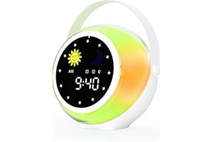 MULUKISS Ok to Wake Digital Clock for Toddler with Sunrise & Moon, New Type of Mantel Clock, Kids Alarm Clock for Bedroom Decor, Noise Sound Machine & Night Light for Girls/Boys