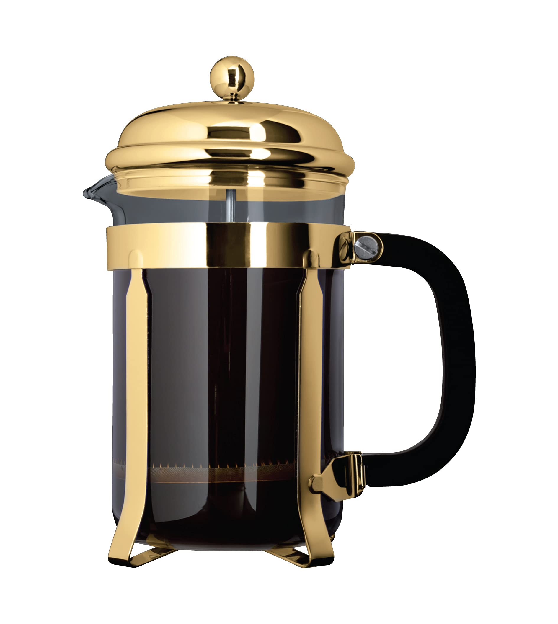 Café Olé Classic Cafetière, 350ml 1 Cup French Press Coffee Maker, Gold Finish
