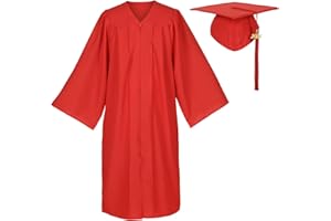 Erligo Unisex Matte Graduation Gown and Cap Set with Tassel for Middle High School Bachelor