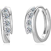 PROSTORY Channel Setting Moissanite Hoop Earrings for Women, 0.46cttw D Color VVS1 Clarity 925 Sterling Silver Hoop Earring for Wedding Birthday Holiday Jewelry Gifts