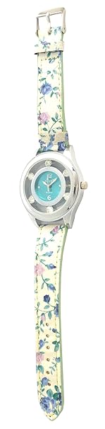 Elegante Klassik Square De Ville Damenarmbanduhr Damenuhr mit Rosen Stoffarmband Hell Strass
