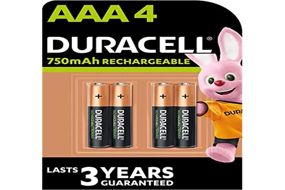 Duracell Blister Pack of 4 AAA Rechargeable Batteries 1.2 V – 750 mAh (R03)