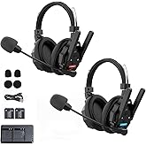 SYNCO XTALK XMAX2 Wireless Intercom Headset System 2.4GHz 500m/1640ft Dual-Ear Team Communication Headsets with Noise Reduction for Movie Shoot, Live Show Stage Performance