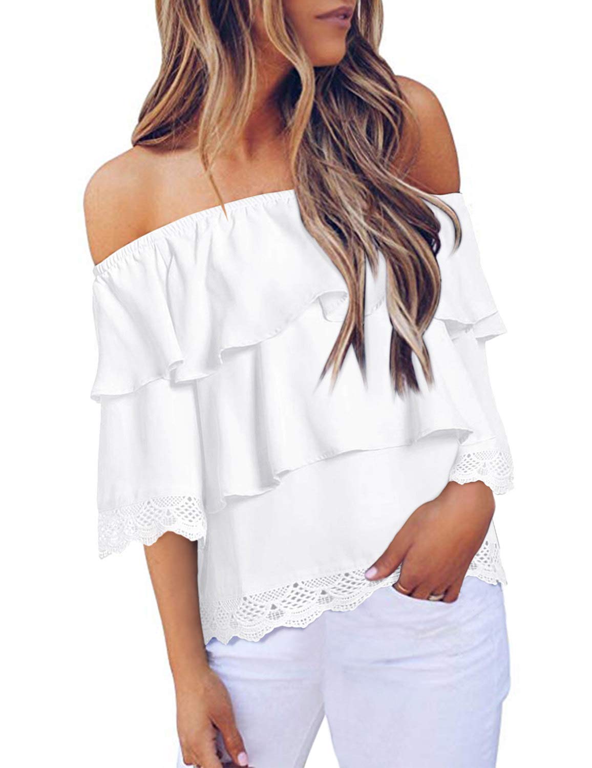 women's tiered ruffle tops