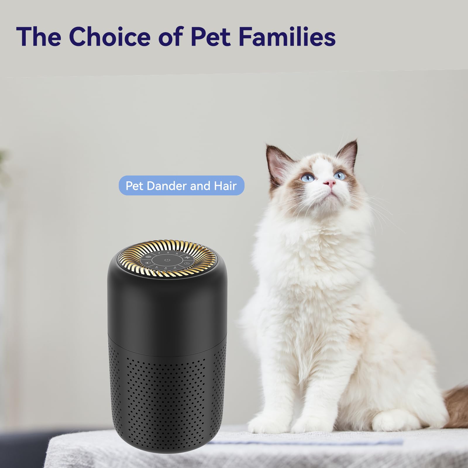 Vhoiu Air Purifiers for Home Bedroom Up to 600 sqft,20 dB Quiet Small Air Purifier With Night Light,H13 HEPA Smoke Pets Dander Hair Filter,For Dorm Apartment Kitchen (1 Pack)