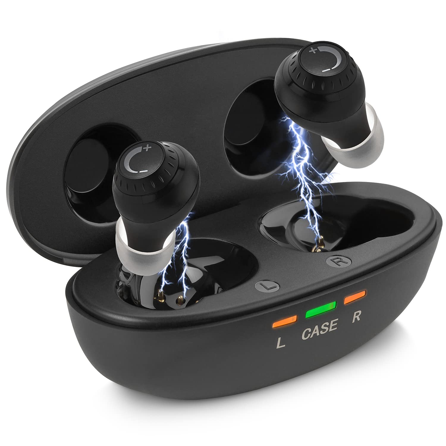 Mini Digital - ITE Rechargeable Personal - Lightweight Device with Noise Cancelling, In-Ear Detection & Volume Control Dial for Adults Seniors, Black