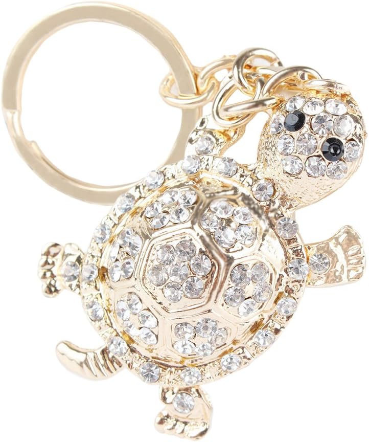 Beiersi Crystal Turtle Metal Pendant Keyring Keychain Gift (White)