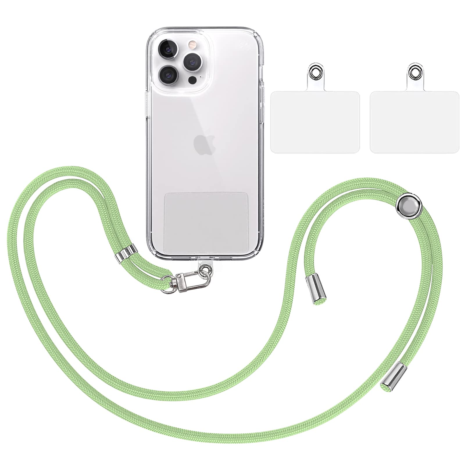 TBOC Pack: Strap Mobile Phone Chain Lanyard Chain [Light Green] + 2 Additional Mounting Patches Hanging Neck Universal Mobile Phone Pad Mobile Phone Strap Patch Carabiner Case Lanyard