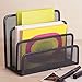 VANRA Small Letter Sorter Desktop File Holder Organizer Metal Mesh with 3 Vertical Upright Compartments (Black)